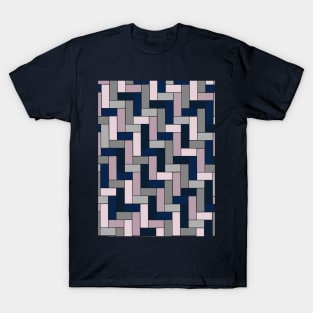 Geometric Tiles in Navy, Grey and Pink T-Shirt